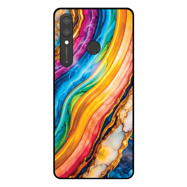 Huawei P Smart (2019) telefoonhoesje met regenboog goud marmer opdruk