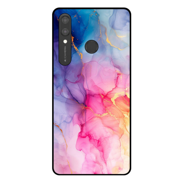 Huawei P Smart (2019) telefoonhoesje met regenboog marmer opdruk