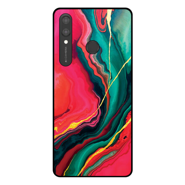 Huawei P Smart (2019) telefoonhoesje met rood groen marmer opdruk