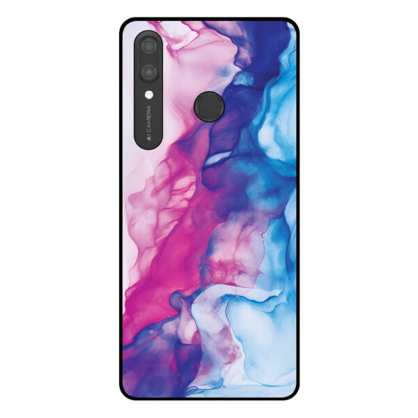 Huawei P Smart (2019) telefoonhoesje met roze blauw marmer opdruk