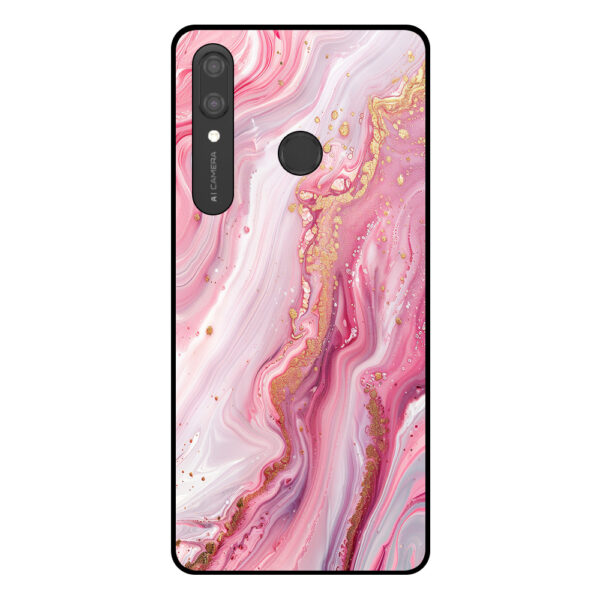 Huawei P Smart (2019) telefoonhoesje met roze marmer opdruk