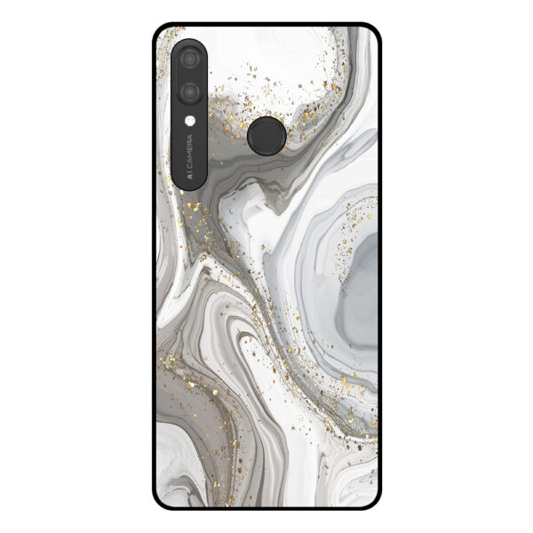 Huawei P Smart (2019) telefoonhoesje met zilver marmer opdruk