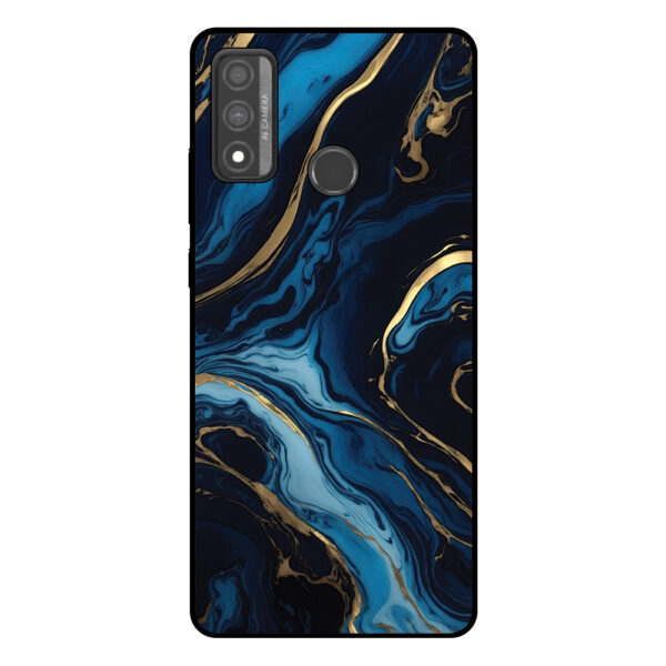 Huawei P Smart (2020) telefoonhoesje met blauw goud marmer opdruk