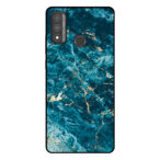 Huawei P Smart (2020) telefoonhoesje met blauw marmer opdruk