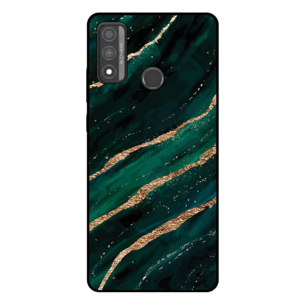 Huawei P Smart (2020) telefoonhoesje met groen goud marmer opdruk