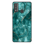 Huawei P Smart (2020) telefoonhoesje met groen marmer opdruk