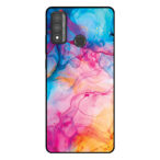 Huawei P Smart (2020) telefoonhoesje met regenboog acryl marmer opdruk