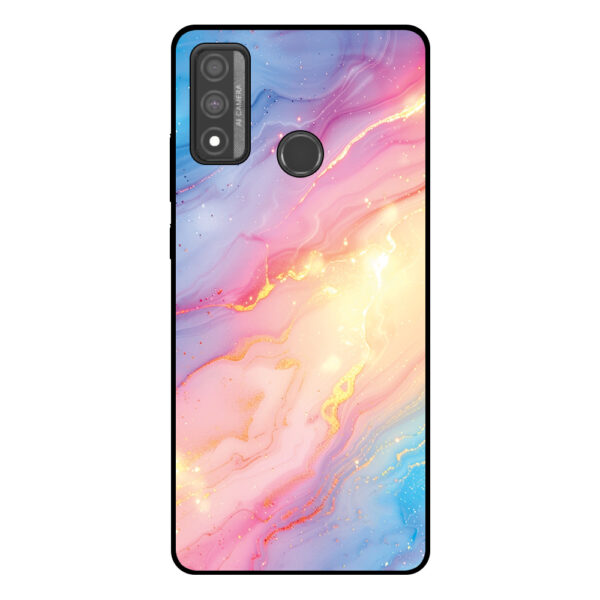 Huawei P Smart (2020) telefoonhoesje met regenboog glitter marmer opdruk