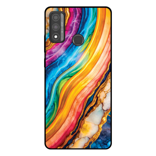 Huawei P Smart (2020) telefoonhoesje met regenboog goud marmer opdruk