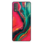 Huawei P Smart (2020) telefoonhoesje met rood groen marmer opdruk