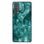 Huawei P Smart (2021) telefoonhoesje met groen marmer opdruk