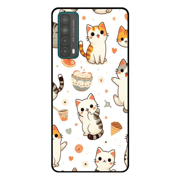 Huawei P Smart (2021) telefoonhoesje met katten opdruk