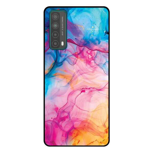 Huawei P Smart (2021) telefoonhoesje met regenboog acryl marmer opdruk