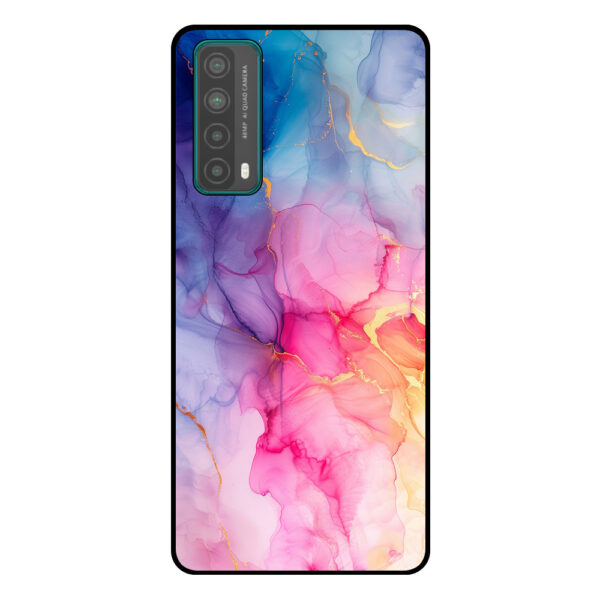 Huawei P Smart (2021) telefoonhoesje met regenboog marmer opdruk