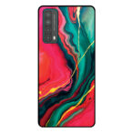 Huawei P Smart (2021) telefoonhoesje met rood groen marmer opdruk