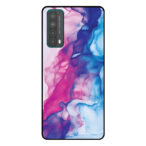 Huawei P Smart (2021) telefoonhoesje met roze blauw marmer opdruk