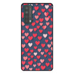 Huawei P Smart (2021) telefoonhoesje met roze en rode hartjes opdruk