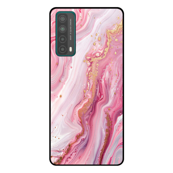 Huawei P Smart (2021) telefoonhoesje met roze marmer opdruk