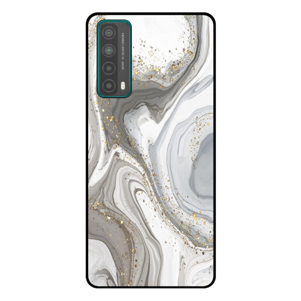 Huawei P Smart (2021) telefoonhoesje met zilver marmer opdruk