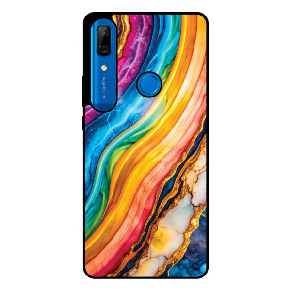 Huawei P Smart Z - Y9 Prime (2019) telefoonhoesje met regenboog goud marmer opdruk