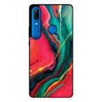 Huawei P Smart Z - Y9 Prime (2019) telefoonhoesje met rood groen marmer opdruk