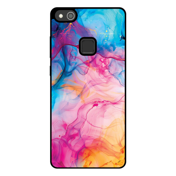 Huawei P10 Lite telefoonhoesje met regenboog acryl marmer opdruk