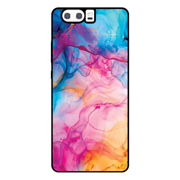 Huawei P10 Plus telefoonhoesje met regenboog acryl marmer opdruk