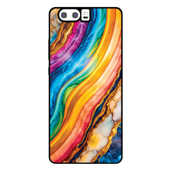 Huawei P10 Plus telefoonhoesje met regenboog goud marmer opdruk