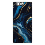 Huawei P10 telefoonhoesje met blauw goud marmer opdruk