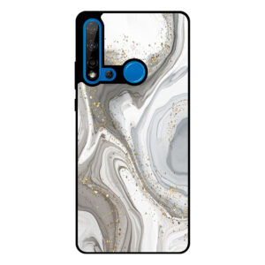 Huawei P20 Lite (2019) telefoonhoesje met zilver marmer opdruk