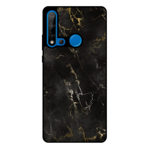 Huawei P20 Lite (2019) telefoonhoesje met zwart marmer opdruk