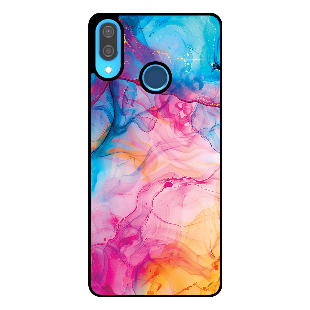 Huawei P20 Lite - Nova 3E telefoonhoesje met regenboog acryl marmer opdruk