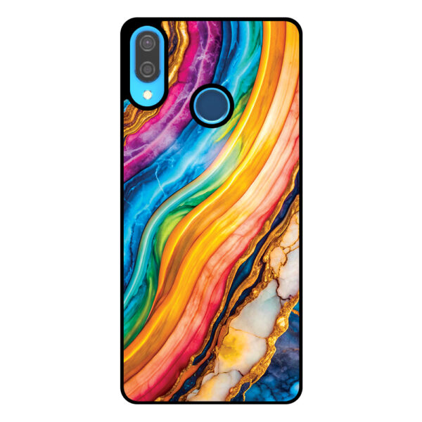 Huawei P20 Lite - Nova 3E telefoonhoesje met regenboog goud marmer opdruk