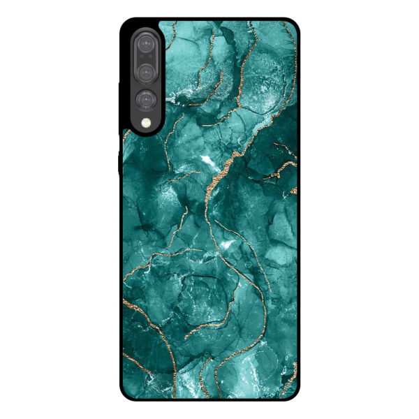 Huawei P20 Plus telefoonhoesje met groen marmer opdruk