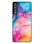 Huawei P20 Plus telefoonhoesje met regenboog acryl marmer opdruk