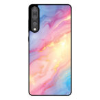 Huawei P20 Plus telefoonhoesje met regenboog glitter marmer opdruk