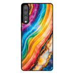 Huawei P20 Plus telefoonhoesje met regenboog goud marmer opdruk