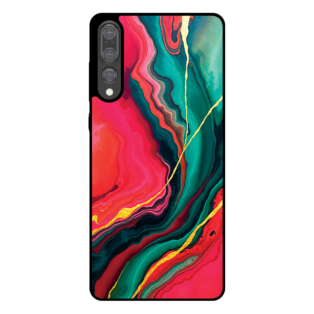 Huawei P20 Plus telefoonhoesje met rood groen marmer opdruk