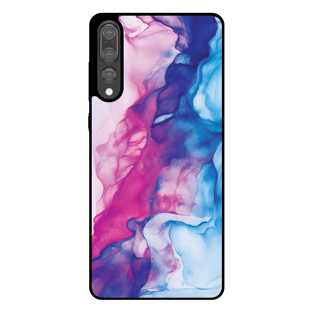 Huawei P20 Plus telefoonhoesje met roze blauw marmer opdruk