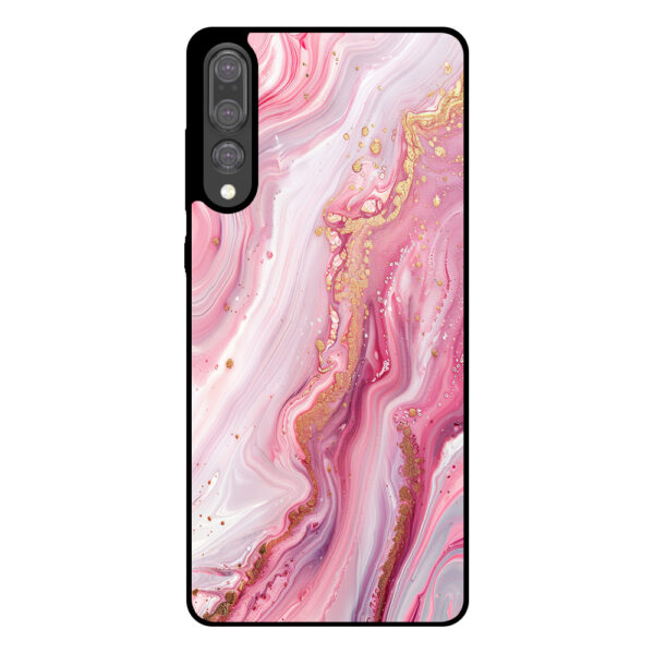 Huawei P20 Plus telefoonhoesje met roze marmer opdruk