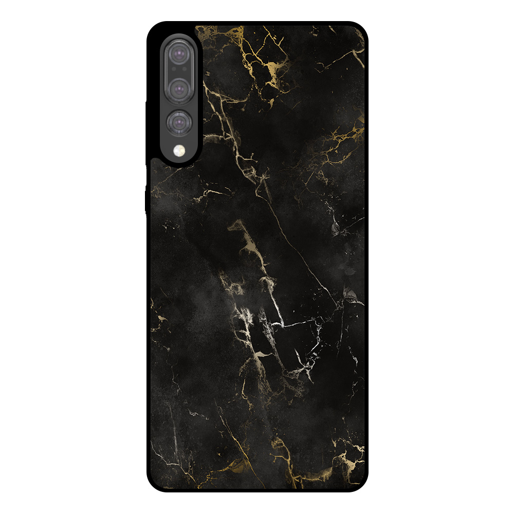 Huawei P20 Plus telefoonhoesje met zwart marmer opdruk