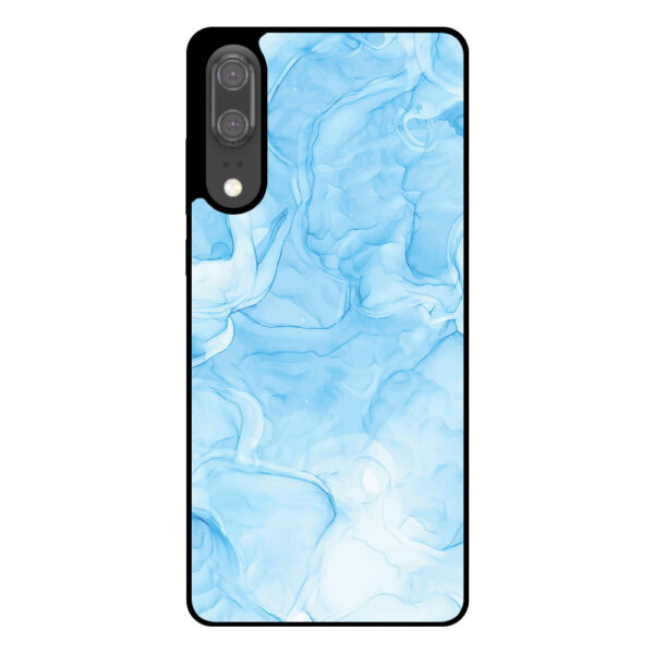 Huawei P20 telefoonhoesje met lichtblauw marmer opdruk