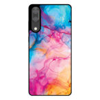 Huawei P20 telefoonhoesje met regenboog acryl marmer opdruk