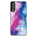 Huawei P20 telefoonhoesje met roze blauw marmer opdruk