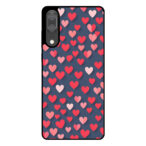 Huawei P20 telefoonhoesje met roze en rode hartjes opdruk