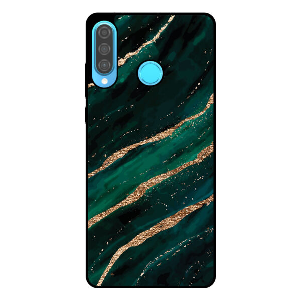 Huawei P30 Lite telefoonhoesje met groen goud marmer opdruk