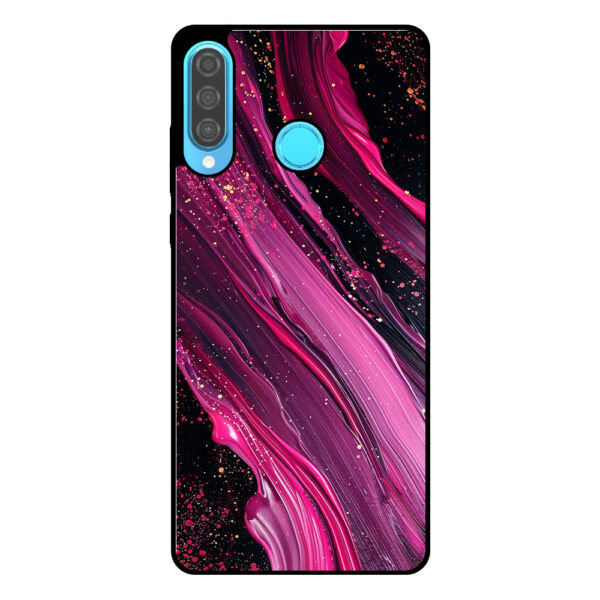 Huawei P30 Lite telefoonhoesje met paars roze marmer opdruk