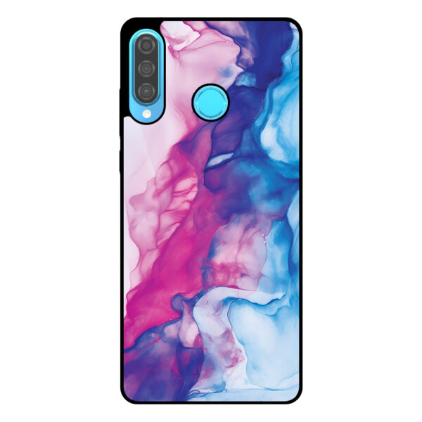 Huawei P30 Lite telefoonhoesje met roze blauw marmer opdruk