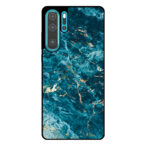 Huawei P30 Pro telefoonhoesje met blauw marmer opdruk