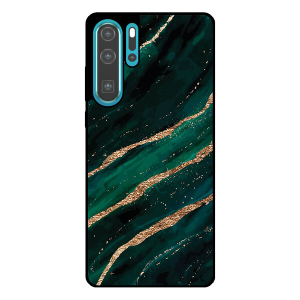 Huawei P30 Pro telefoonhoesje met groen goud marmer opdruk